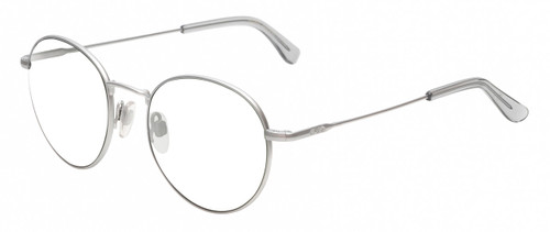 Profile View of American Optical AO-1002 Designer Reading Eye Glasses in Matte Silver Clear Unisex Round Full Rim Metal 51 mm