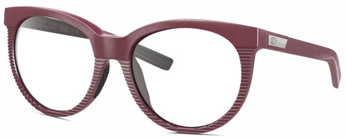 Profile View of Costa Del Mar Victoria Designer Reading Eye Glasses with Custom Cut Powered Lenses in Matte Plum Purple Silver Ladies Cat Eye Full Rim Acetate 55 mm