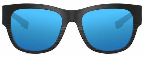Front View of Costa Del Mar Caleta Unisex Sunglasses Black & Plum Purple/Grey Blue Mirror 55mm