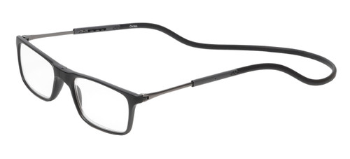 Profile View of Calabria SP02 Snap Magnetic Reading Glasses Black Front Connect Adjustable Temples Eyeglass Around Neck Hanging Readers