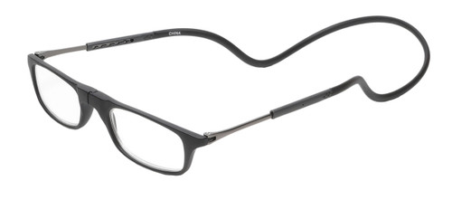 Profile View of Calabria SP03 Snap Magnetic Reading Glasses Black Front Connect Adjustable Temples Eyeglass Around Neck Hanging Readers