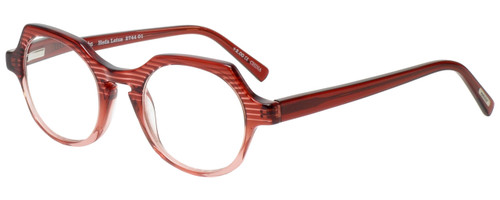 Profile View of Eyebobs Heda Letus 2744-01 Designer Progressive Lens Prescription Rx Eyeglasses in Red Pink Stripe Crystal Ladies Round Full Rim Acetate 47 mm