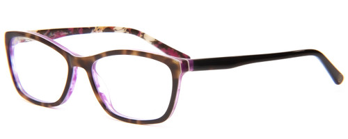 Profile View of Vera Bradley Larissa Designer Single Vision Prescription Rx Eyeglasses in Rosewood Purple Tortoise Havana Ladies Classic Full Rim Acetate 54 mm