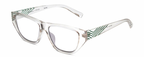 Profile View of Kendall+Kylie KK5131CE BLAKE Designer Bi-Focal Prescription Rx Eyeglasses in Clear Crystal Teal Ladies Rectangular Full Rim Acetate 54 mm