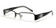 Calabria Vivid 5011 Designer Reading Glasses in Black Semi Rimless Crystal Star