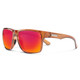Profile View of Suncloud Mayor Polarized Sunglasses Unisex Square Acetate Classic Retro in Crystal Amber with Polar Red Mirror