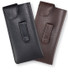 Large Designer Soft Eyeglass Case Durango Metal Clip Flap Closure in Black/Brown