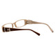 Close up View of Calabria Designer Eyeglasses 814 Nutmeg w/ Blue Light Filter + A/R Lenses