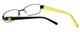 Close up View of Body Glove Blue Light Blocking Reading Glasses BB119 in Black Yellow KIDS SIZE N