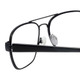 Close Up View of Eyebobs Big Ball Designer Reading Eye Glasses in Gun Metal Black Unisex Aviator Full Rim Metal 56 mm