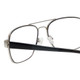 Close Up View of Eyebobs Big Ball Designer Reading Eye Glasses in Gun Metal Silver Unisex Aviator Full Rim Metal 56 mm