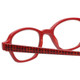 Close Up View of Eyebobs Haute Flash Ladies Designer Reading Glasses Red Glitter Black Dot 46 mm