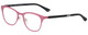 Profile View of Eyebobs Irregular Curves Designer Blue Light Blocking Eyeglasses in Satin Pink Black Ladies Square Full Rim Metal 51 mm