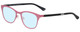 Profile View of Eyebobs Irregular Curves Designer Blue Light Blocking Eyeglasses in Satin Pink Black Ladies Square Full Rim Metal 51 mm