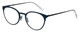 Profile View of Eyebobs Jim Dandy Round Designer Reading Glasses in Satin Navy Blue Crystal 50mm