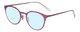 Profile View of Eyebobs Jim Dandy Designer Progressive Lens Blue Light Blocking Eyeglasses in Satin Fuchsia Pink Purple Unisex Round Full Rim Metal 50 mm