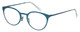 Profile View of Eyebobs Jim Dandy Designer Reading Eye Glasses with Custom Cut Powered Lenses in Satin Teal Blue Crystal Unisex Round Full Rim Metal 50 mm