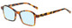 Profile View of Eyebobs Sparkler Designer Blue Light Blocking Eyeglasses in Light Tortoise Havana Brown Gold Crystal Ladies Square Full Rim Acetate 49 mm