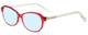 Profile View of Eyebobs CPA 2738-01 Designer Blue Light Blocking Eyeglasses in Red Crystal Ladies Cateye Full Rim Acetate 51 mm