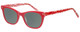 Profile View of Eyebobs Florence 2746-01 Designer Polarized Sunglasses with Custom Cut Smoke Grey Lenses in Red Crystal Ladies Cateye Full Rim Acetate 47 mm