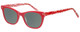 Profile View of Eyebobs Florence 2746-01 Designer Polarized Reading Sunglasses with Custom Cut Powered Smoke Grey Lenses in Red Crystal Ladies Cateye Full Rim Acetate 47 mm