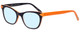 Profile View of Eyebobs Florence 2746-77 Designer Progressive Lens Blue Light Blocking Eyeglasses in Deep Purple Orange Ladies Cateye Full Rim Acetate 47 mm