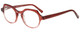 Profile View of Eyebobs Heda Letus 2744-01 Designer Blue Light Blocking Eyeglasses in Red Pink Stripe Crystal Ladies Round Full Rim Acetate 47 mm