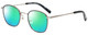 Profile View of Eyebobs Inside 3174-00 Designer Polarized Reading Sunglasses with Custom Cut Powered Green Mirror Lenses in Black Silver Unisex Square Full Rim Metal 48 mm