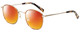 Profile View of Eyebobs Inside 3174-06 Designer Polarized Sunglasses with Custom Cut Red Mirror Lenses in Orange Tortoise Havana Gold Unisex Square Full Rim Metal 48 mm