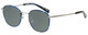 Profile View of Eyebobs Outside 3172-10 Designer Polarized Sunglasses with Custom Cut Smoke Grey Lenses in Blue Silver Unisex Round Full Rim Metal 47 mm