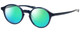 Profile View of Eyebobs Top Notch 2444-10 Designer Polarized Reading Sunglasses with Custom Cut Powered Green Mirror Lenses in Cobalt Blue Unisex Round Full Rim Acetate 47 mm