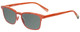 Profile View of Eyebobs Win Win 3158-77 Designer Polarized Sunglasses with Custom Cut Smoke Grey Lenses in Orange Red Mesh Unisex Rectangle Full Rim Acetate 51 mm
