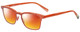 Profile View of Eyebobs Win Win 3158-77 Designer Polarized Sunglasses with Custom Cut Red Mirror Lenses in Orange Red Mesh Unisex Rectangle Full Rim Acetate 51 mm