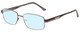 Profile View of Enhance EN3858 Designer Blue Light Blocking Eyeglasses in Brown Gold Mens Rectangle Full Rim Metal 59 mm