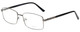 Profile View of Enhance EN4053 Designer Reading Eye Glasses with Custom Cut Powered Lenses in Shiny Gunmetal Silver Mens Rectangle Full Rim Metal 61 mm