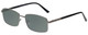 Profile View of Enhance EN4053 Designer Polarized Sunglasses with Custom Cut Smoke Grey Lenses in Shiny Gunmetal Silver Mens Rectangle Full Rim Metal 61 mm
