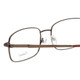 Close Up View of Enhance EN4106 Designer Reading Eye Glasses with Custom Cut Powered Lenses in Brown Mens Rectangle Full Rim Metal 60 mm
