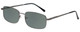 Profile View of Enhance EN4106 Designer Polarized Sunglasses with Custom Cut Smoke Grey Lenses in Gunmetal Silver Mens Rectangle Full Rim Metal 60 mm