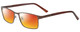 Profile View of Enhance EN4172 Designer Polarized Sunglasses with Custom Cut Red Mirror Lenses in Matte Brown Mens Rectangle Full Rim Metal 59 mm