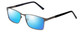Profile View of Enhance EN4172 Designer Polarized Reading Sunglasses with Custom Cut Powered Blue Mirror Lenses in Matte Gunmetal Black Mens Rectangle Full Rim Metal 59 mm