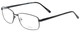 Profile View of Enhance EN4182 Designer Reading Eye Glasses with Custom Cut Powered Lenses in Satin Black Mens Rectangle Full Rim Metal 60 mm