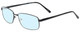 Profile View of Enhance EN4182 Designer Blue Light Blocking Eyeglasses in Satin Black Mens Rectangle Full Rim Metal 60 mm