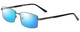 Profile View of Jubilee J5914 Designer Polarized Sunglasses with Custom Cut Blue Mirror Lenses in Matte Gunmetal Silver Mens Rectangle Full Rim Metal 60 mm