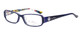 Profile View of Vera Bradley Madeline Designer Single Vision Prescription Rx Eyeglasses in Navy Blue African Violet Ladies Rectangle Full Rim Acetate 50 mm