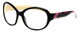 Profile View of Vera Bradley Anna Designer Progressive Lens Blue Light Blocking Eyeglasses in Black Olivia Pink Ladies Oversized Full Rim Acetate 56 mm