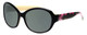 Profile View of Vera Bradley Anna Designer Polarized Sunglasses with Custom Cut Smoke Grey Lenses in Black Olivia Pink Ladies Oversized Full Rim Acetate 56 mm