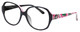 Profile View of Vera Bradley Lillian Designer Progressive Lens Blue Light Blocking Eyeglasses in Black Priscilla Pink Ladies Oversized Full Rim Acetate 57 mm