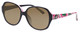 Profile View of Vera Bradley Lillian Designer Polarized Sunglasses with Custom Cut Amber Brown Lenses in Black Priscilla Pink Ladies Oversized Full Rim Acetate 57 mm