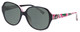 Profile View of Vera Bradley Lillian Designer Polarized Reading Sunglasses with Custom Cut Powered Smoke Grey Lenses in Black Priscilla Pink Ladies Oversized Full Rim Acetate 57 mm