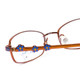 Close Up View of Vera Bradley KIDS Kacey Designer Single Vision Prescription Rx Eyeglasses in Doodle Daisy Brown Blue Flower Tortoise Ladies Rectangle Full Rim Metal 46 mm